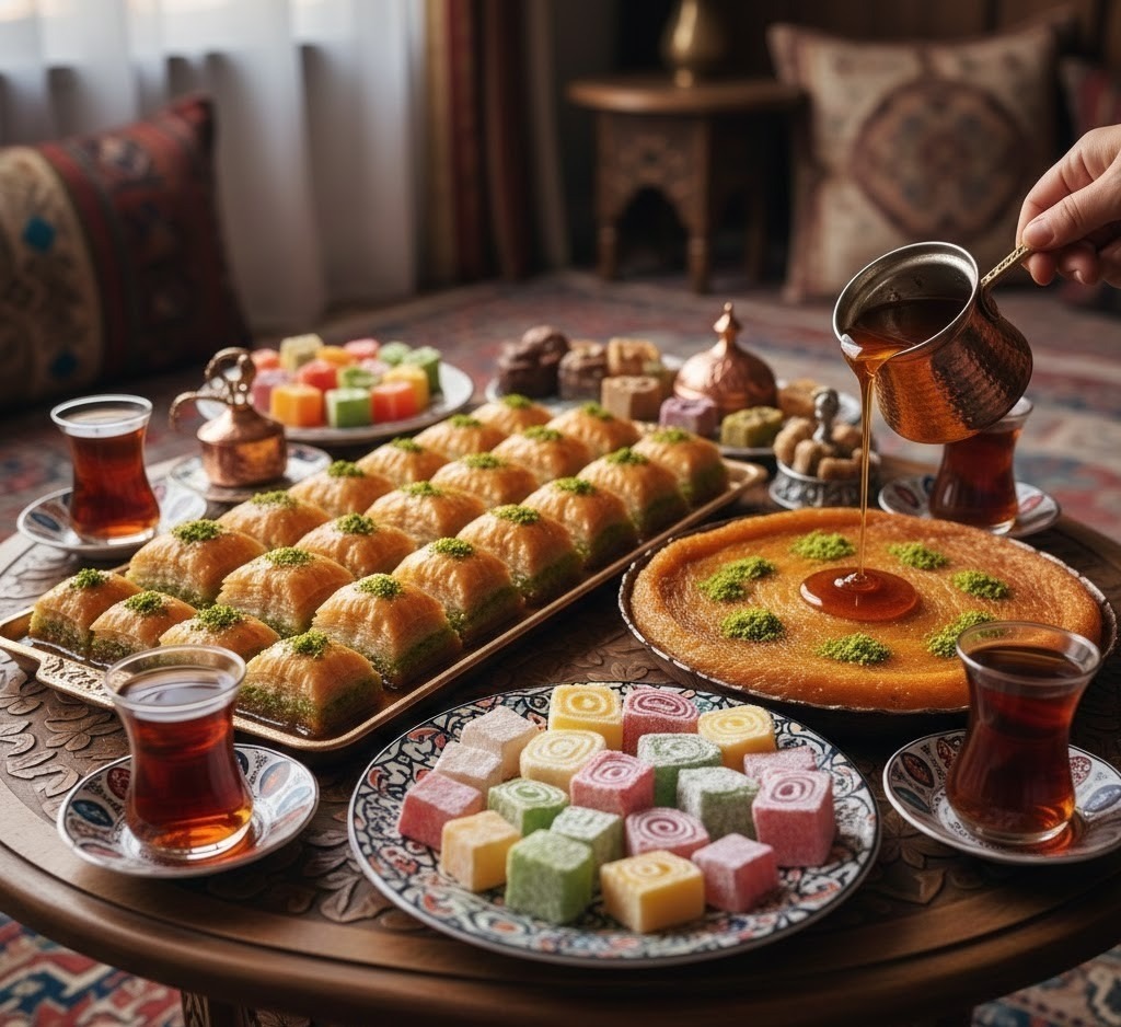 Turkish desserts are sweet and rich.
