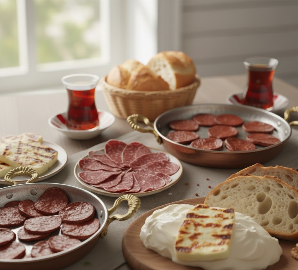 sucuk (spicy beef sausage), pastırma