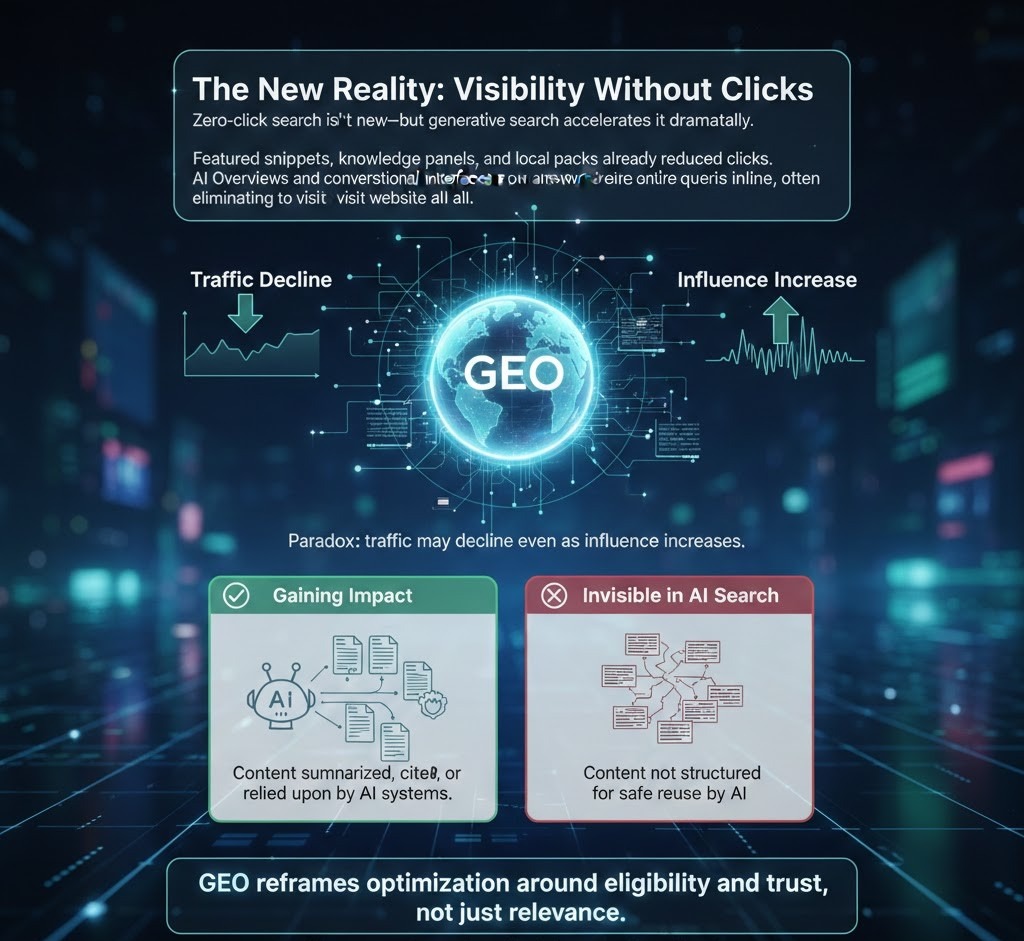 Zero-click search isn’t new—but generative search accelerates it dramatically.
