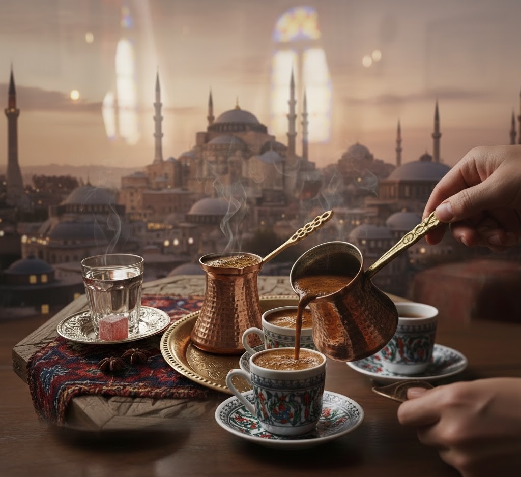 Serving and Enjoying Turkish Coffee

