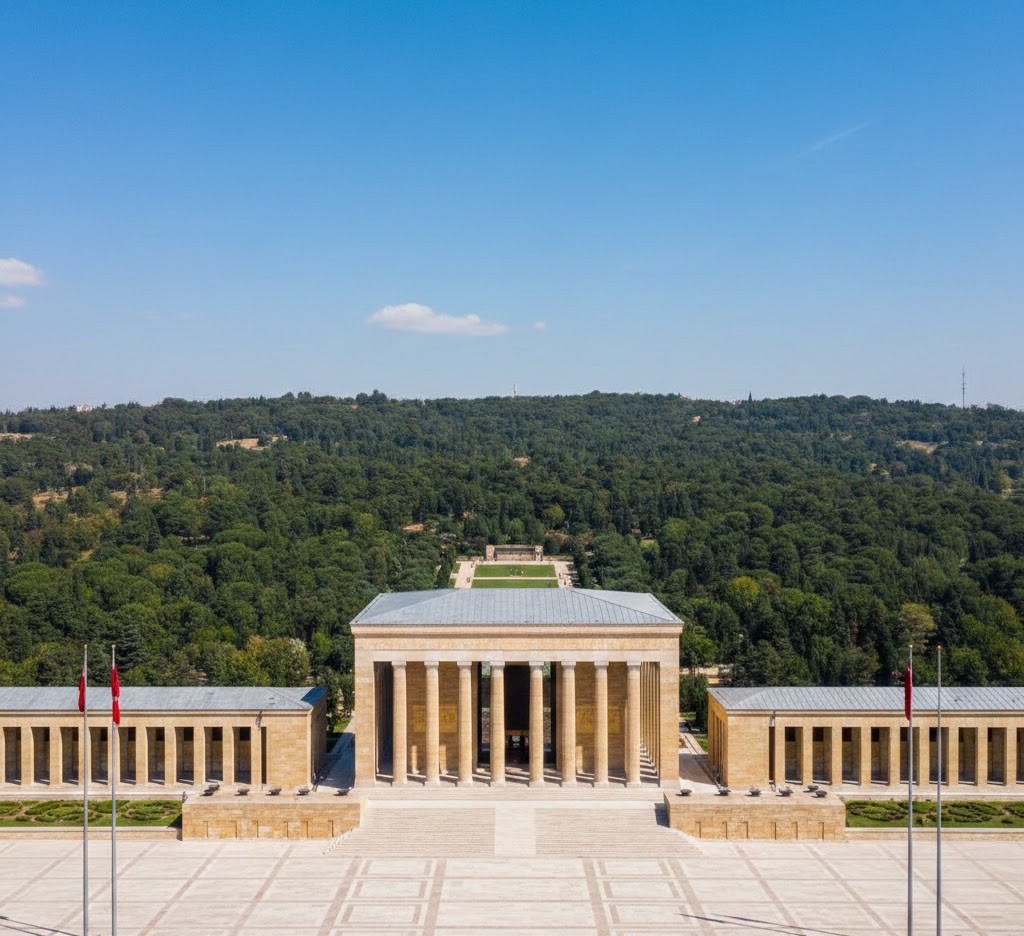Anıtkabir is distinguished by its grand ceremonial layout, robust classical lines, and symbolic ornamentation. The complex spreads across approximately 750,000 square meters, divided into two major components: the Monument Block, where the mausoleum and ceremonial spaces stand, and the surrounding Peace Park, a landscaped woodland area dedicated to peace and harmony 